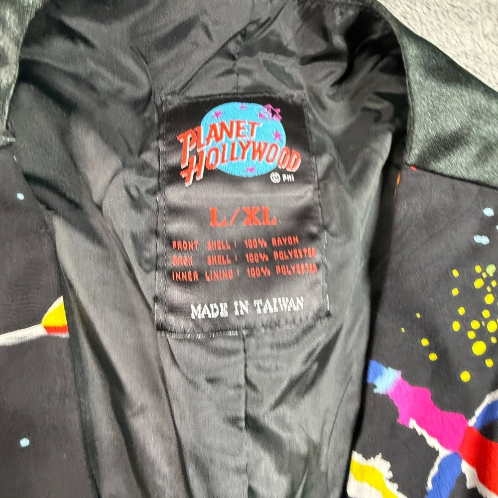 Vintage Planet Hollywood Vest L/XL Black Colorful Graphics 90s Waistcoat - Picture 2 of 7
